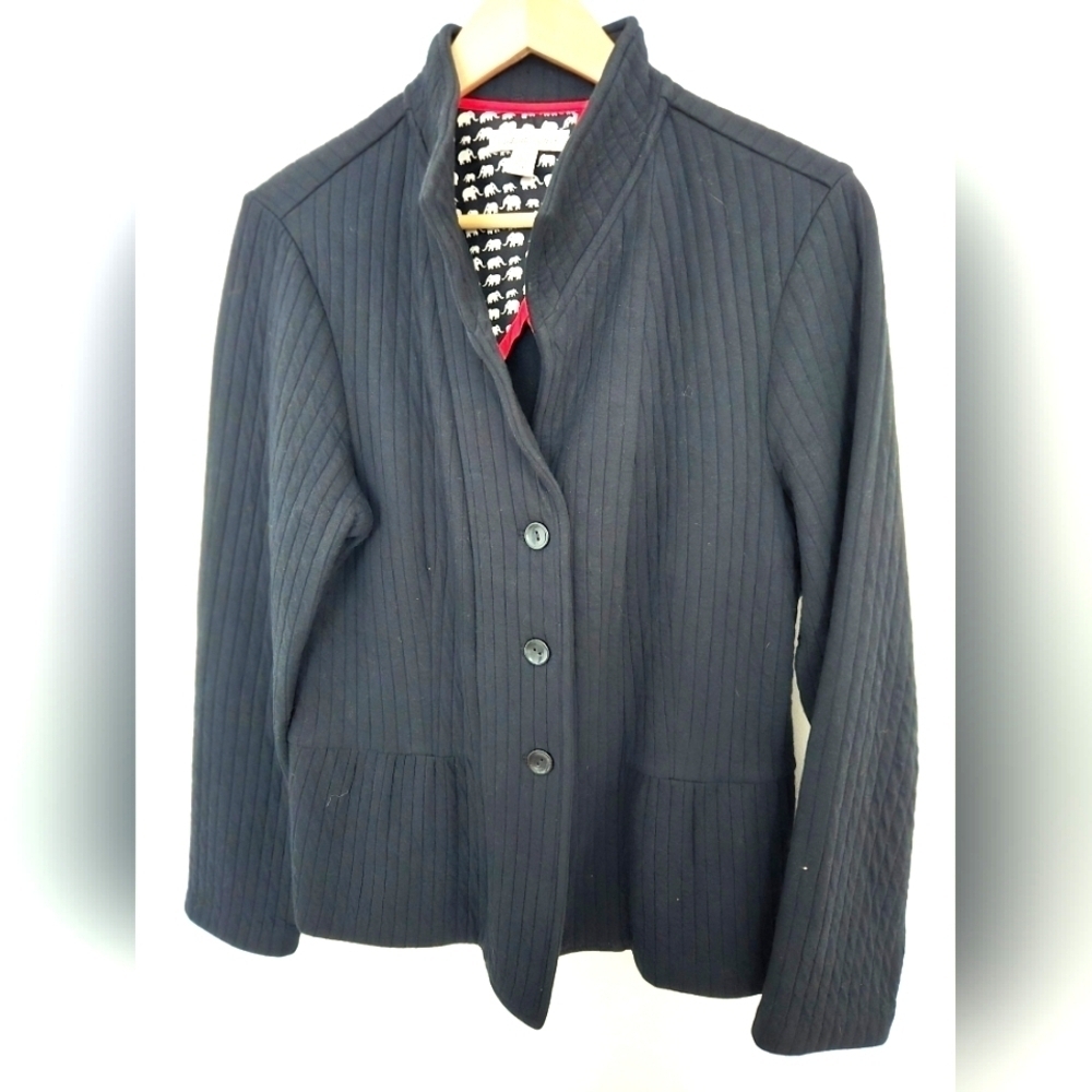 Coldwater Creek black quilted button-up blazer jacket | size 14 - Picture 1 of 7